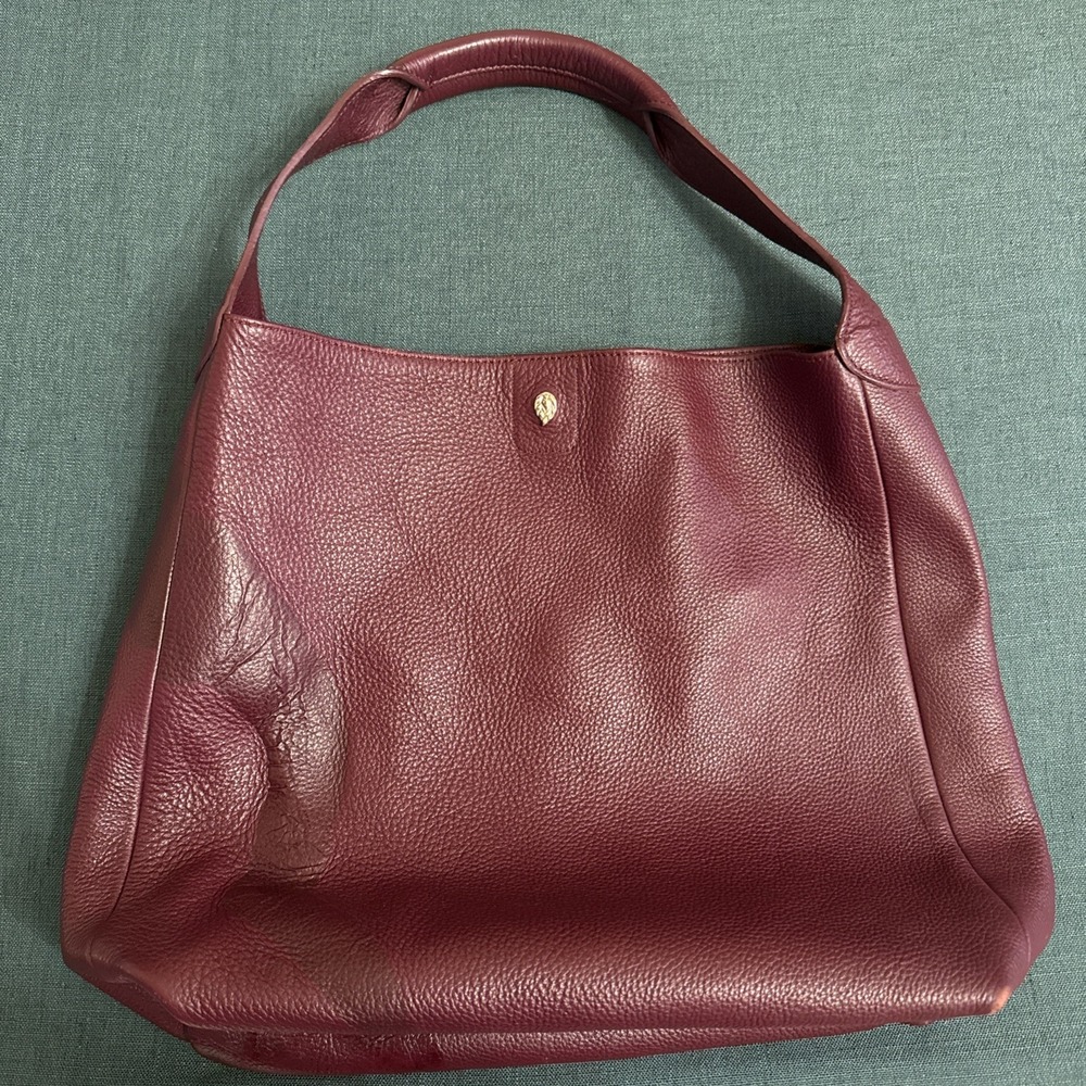 Helen Kaminski Burgundy Woven Leather Tote Handbag Purse Designer Classic